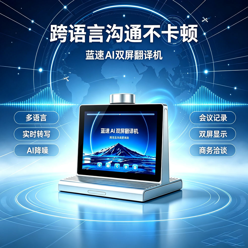 AI双屏台式智能语音同声传译桌面翻译机双面异显
