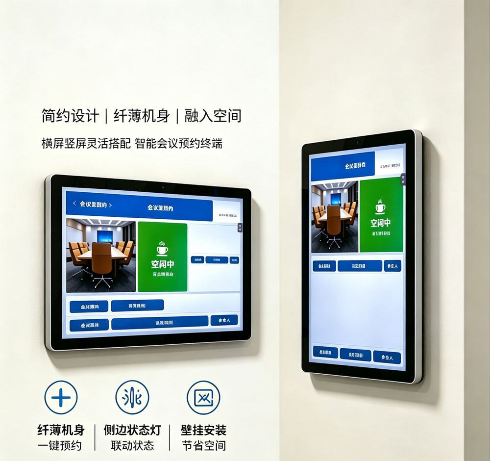 蓝速科技会议预约屏,横屏款与竖屏款会议室电子门牌,按需匹配不同办公落地场景(图2) 蓝速科技会议预约屏,横屏款与竖屏款会议室电子门牌,按需匹配不同办公落地场景(图2)