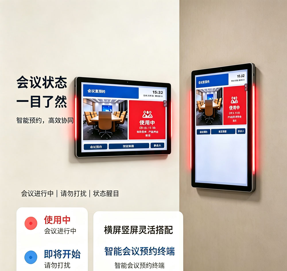 蓝速科技会议预约屏,横屏款与竖屏款会议室电子门牌,按需匹配不同办公落地场景(图3) 蓝速科技会议预约屏,横屏款与竖屏款会议室电子门牌,按需匹配不同办公落地场景(图3)