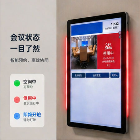 蓝速科技｜会议预约电子门牌，三色灯光智能会议预约屏解决方案(图1)