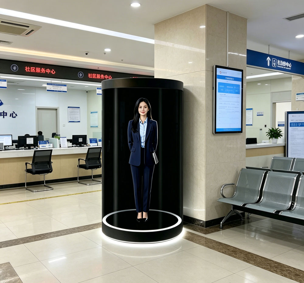 蓝速科技丨3D全息舱一体机，弧形透明罩打造高清裸眼3D数字人(图2)